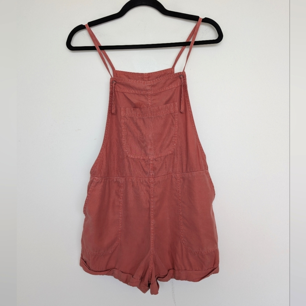 Abercrombie & Fitch Lyocell Spaghetti Strap Short Alls Pink Romper Sz XS